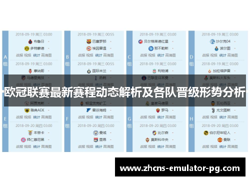 欧冠联赛最新赛程动态解析及各队晋级形势分析 欧冠联赛最新赛程动态解析及各队晋级形势分析